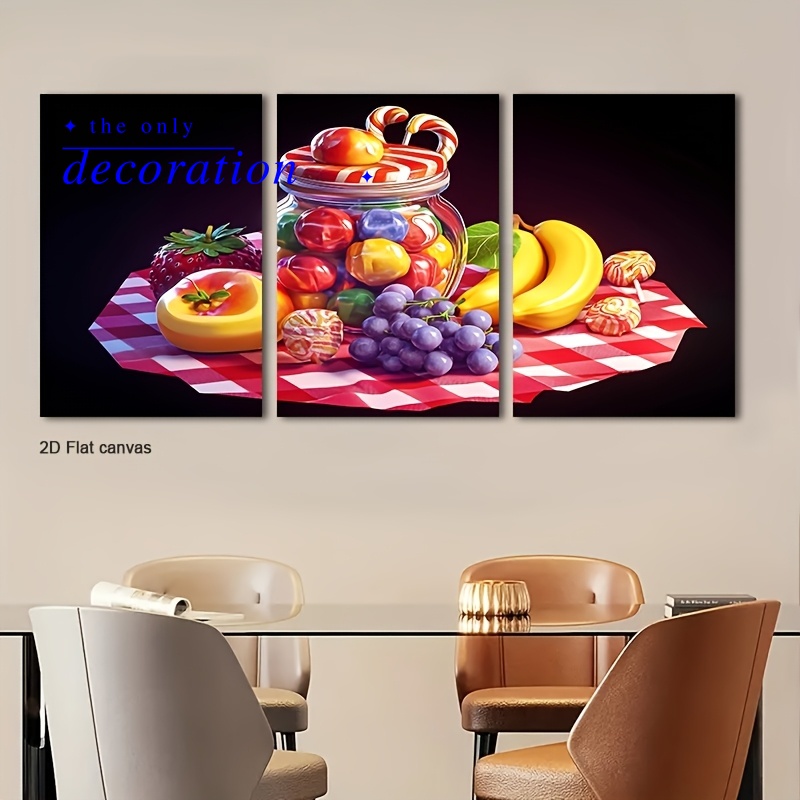 Canvas Wrap Ready - 3-teiliges gerahmtes Wandbild mit Süßigkeiten- und